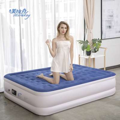 Mirakey Brand OEM Durable PVC Flocked Portable Inflatable Air Bed Mattress With Built In Pump